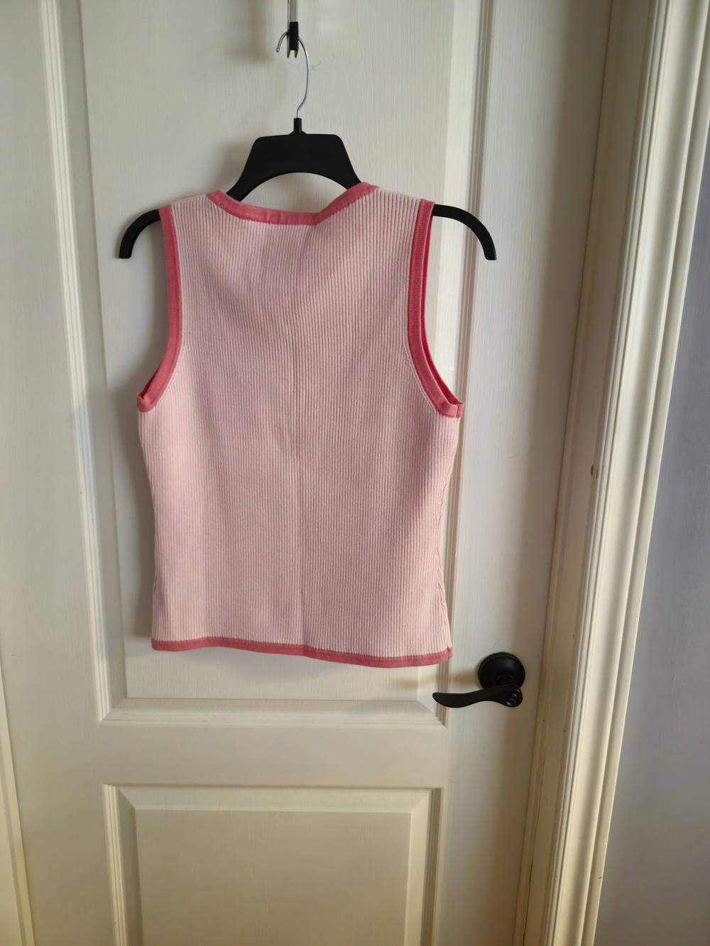 Pink Ribbed Button-Front Sweater Cardigan With Matching Tank Top - Picture 8 of 12